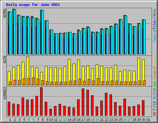 Daily usage for June 2021